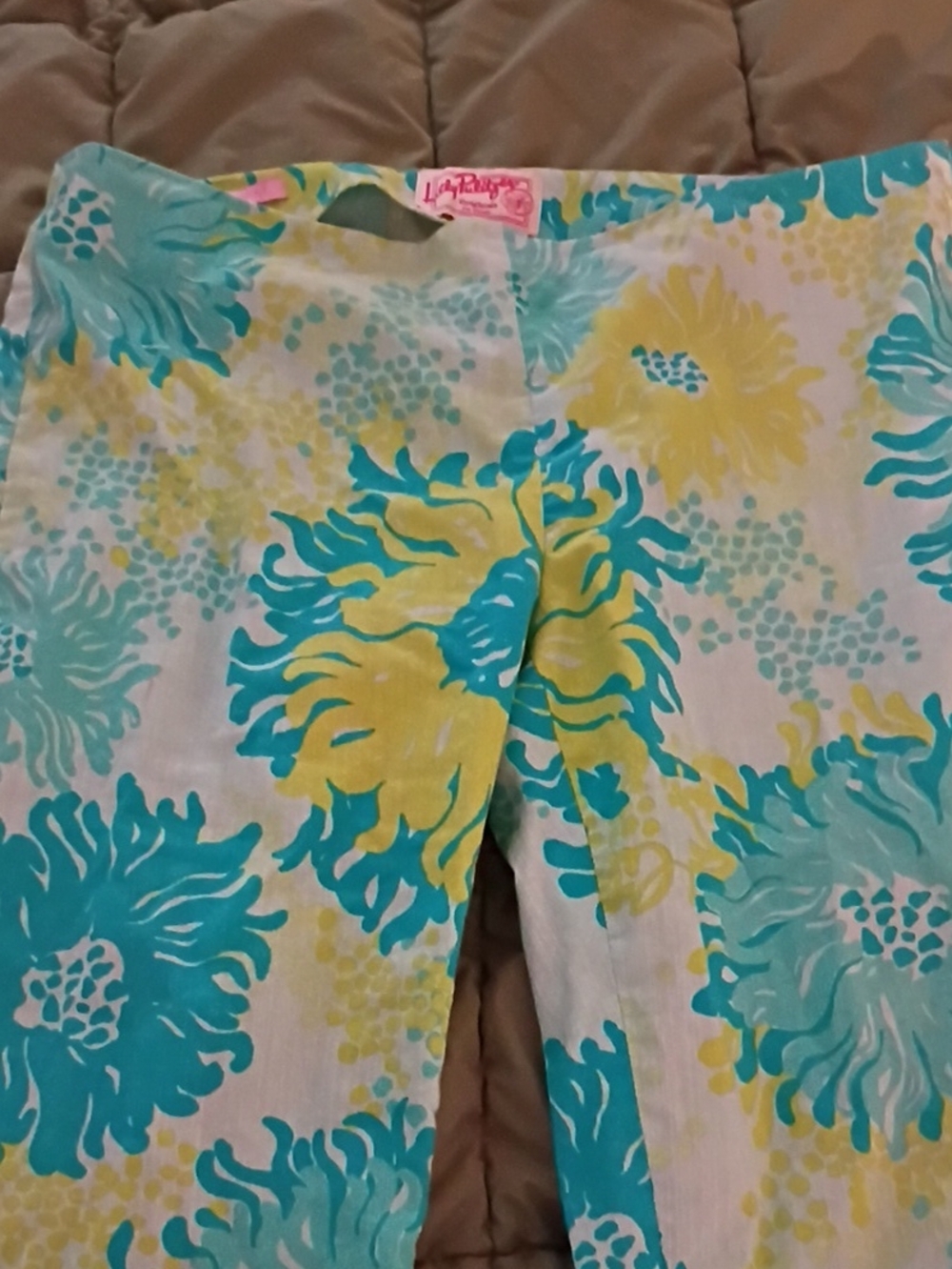 Lilly Pulitzer Turquoise, Aqua & Yellow Floral Pants